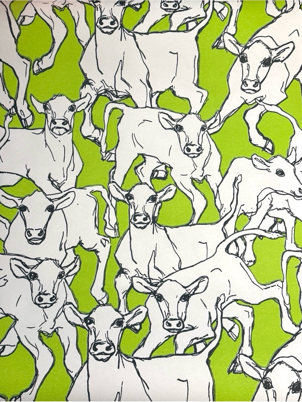 Fun Wallpaper Green Cows marimekko by Sirpi Made in Italy Quirky Wallcovering